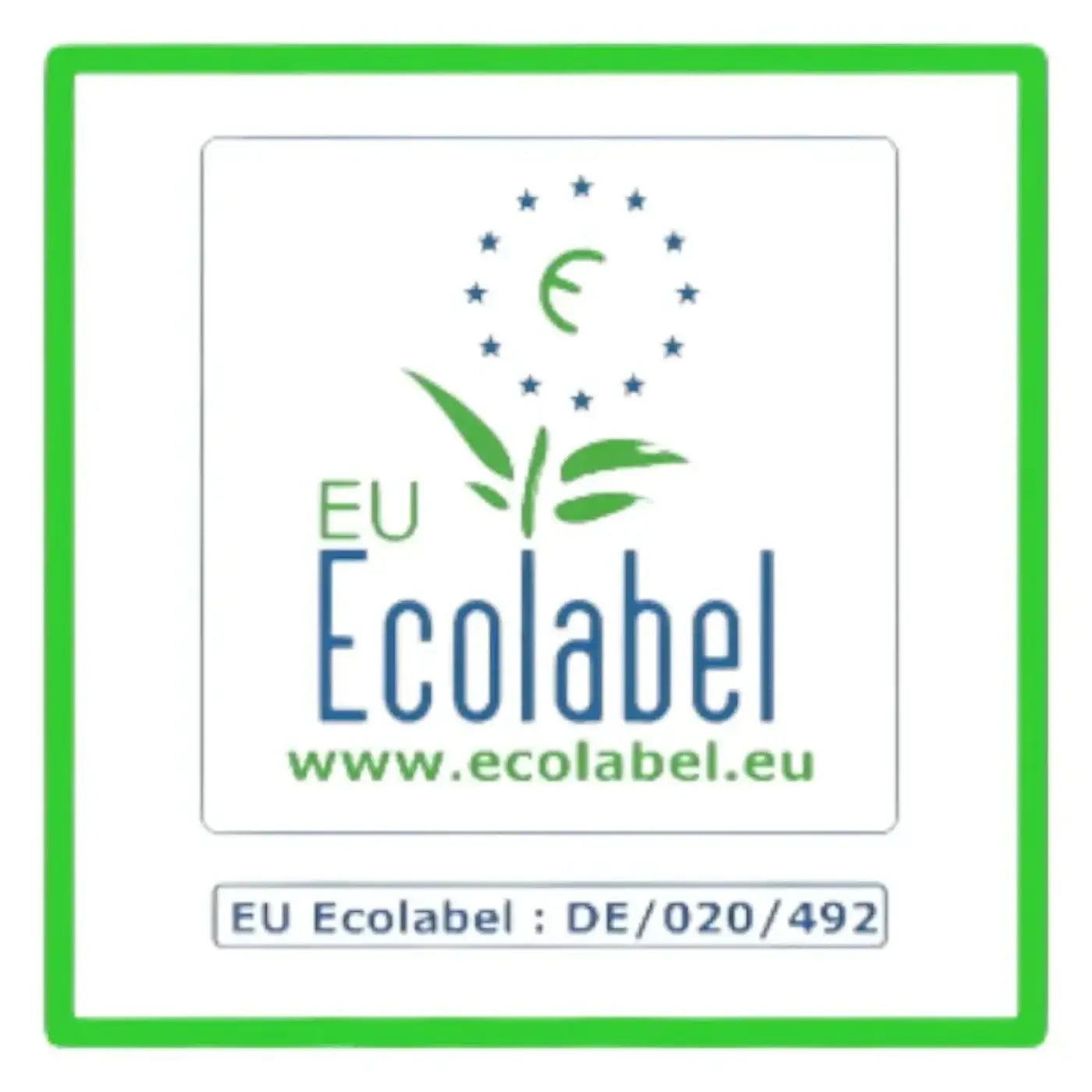 Eu ecolabel logo mit grünem blatt und blauen sternen auf der lösung glöckner green glanzwischpflege konzentrat