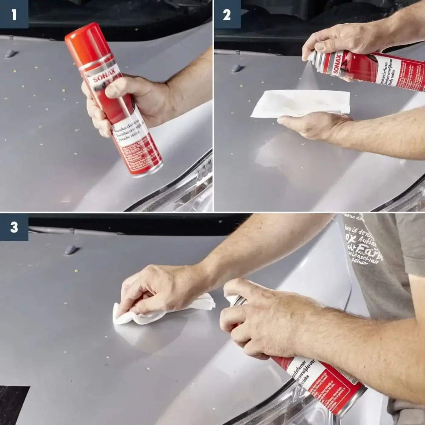 Sonax baumharzentferner 400ml spraydose in rot und weiß zur autotpflege und harzentfernung