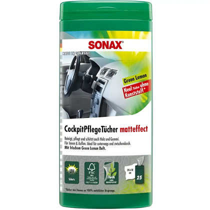 Sonax Ściereczki do pielęgnacji kokpitu Green-Lemon efekt matowy, pudełko