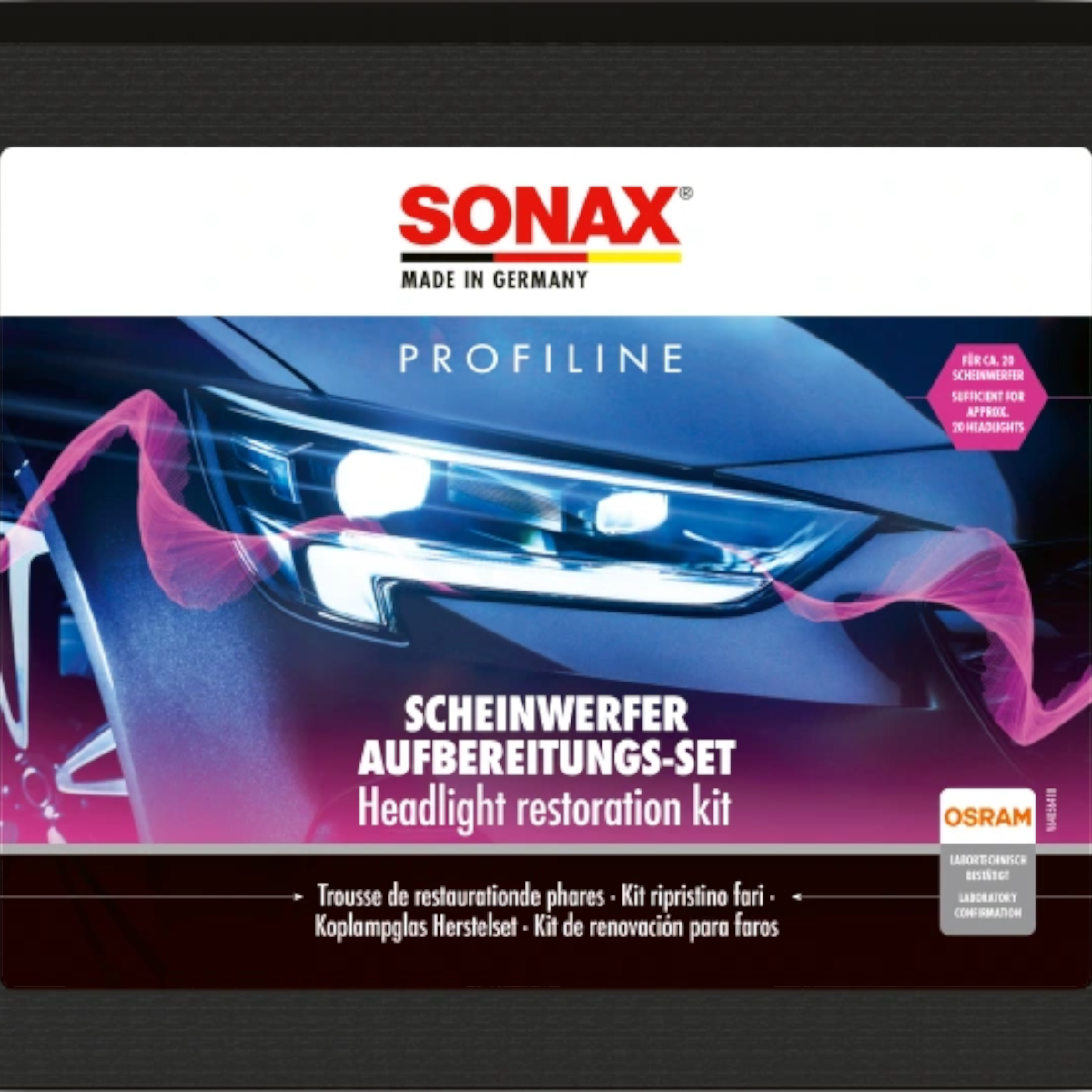 SONAX PROFILINE Scheinwerfer Aufbereitungsset 26-teilig.