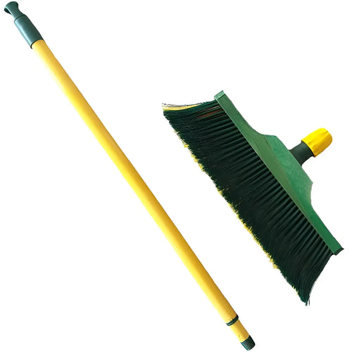 Sorex krallenbesen 35cm mit metallteleskopstiel gelbgrüner griff und schwarze borsten aus kunststoff