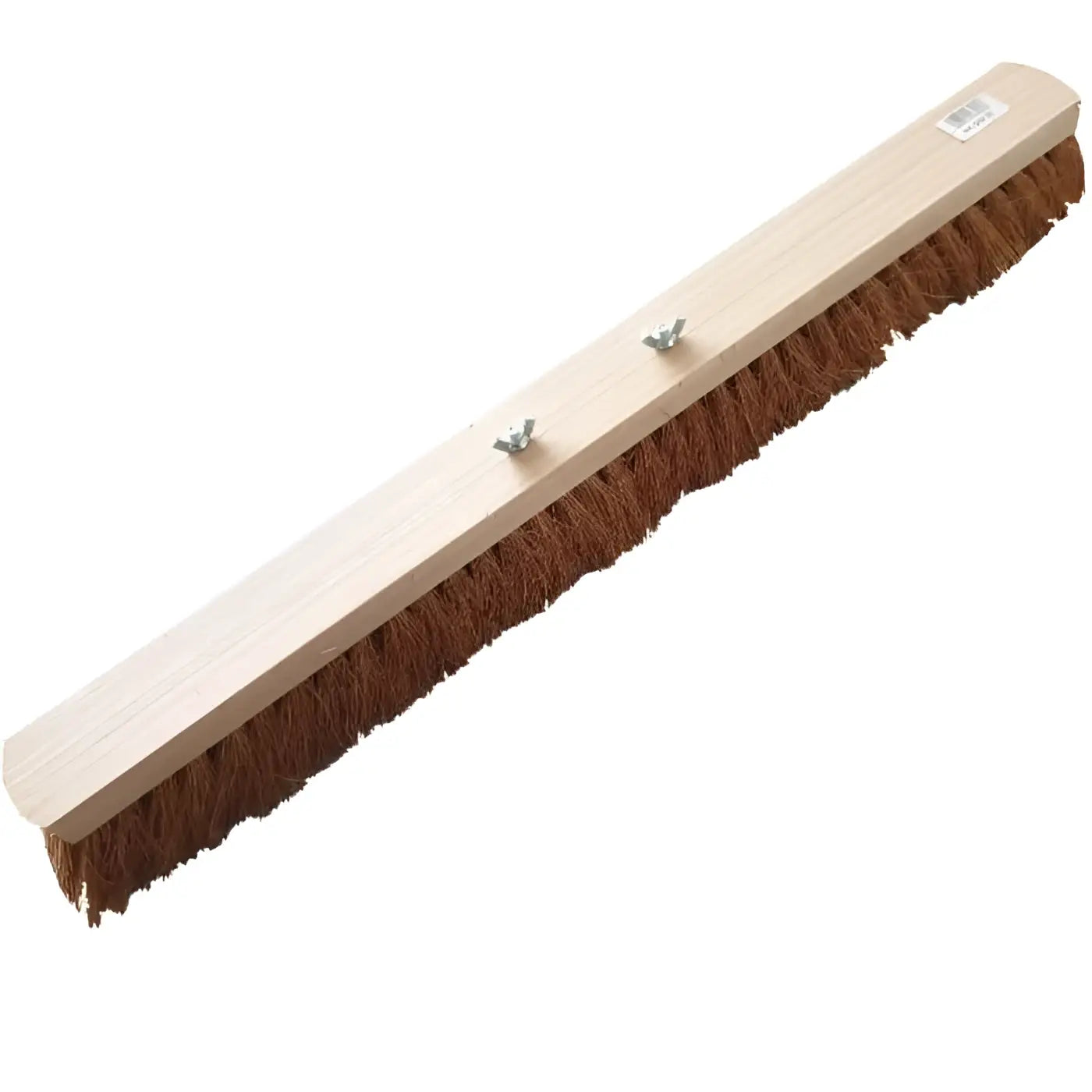 Sorex saalbesen kokos naturfaser 60cm mit stabilem hellholz und dichten braunen borsten mit drei silbernen metallbefestigungen