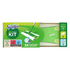 Swiffer dry & wet bodenwischer set mit halter und tüchern in grün und weiß für effiziente trocken- und nassreinigung