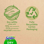 Swiffer sweeper bodentücher 40 stück nachfüllpackung mit trockenen tüchern aus recycelten synthetikfasern in 100% recycelbarer kartonverpackung