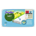 Swiffer feuchte bodenreinigungstücher in hellblauer packung mit zitronenmotiven und grünen akzenten 12 stück