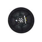 Schwarzer gummitreibteller für pads bis 480 mm mit zentraler silberner sechseckplatte und metallverschluss von tennant