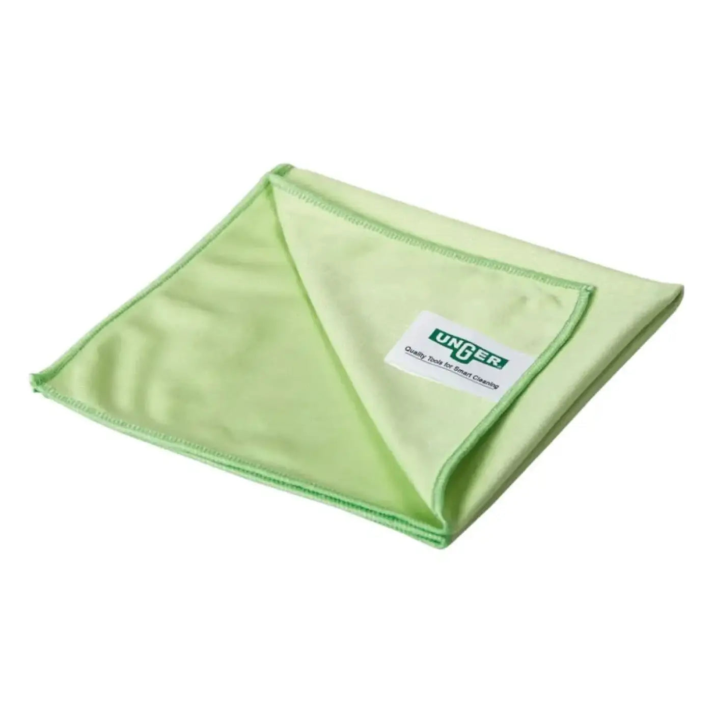 Grünes microfiber-enses Reinigungstuch aus Microfaser mit weißem änger-etikett für effizientes Putzen