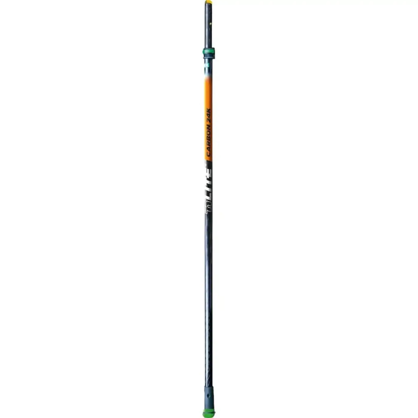 Schwarzer carbon faser teleskopstange mit orangen und grünen akzenten und tri-lite branding von unger nLite Carbon CF 24K