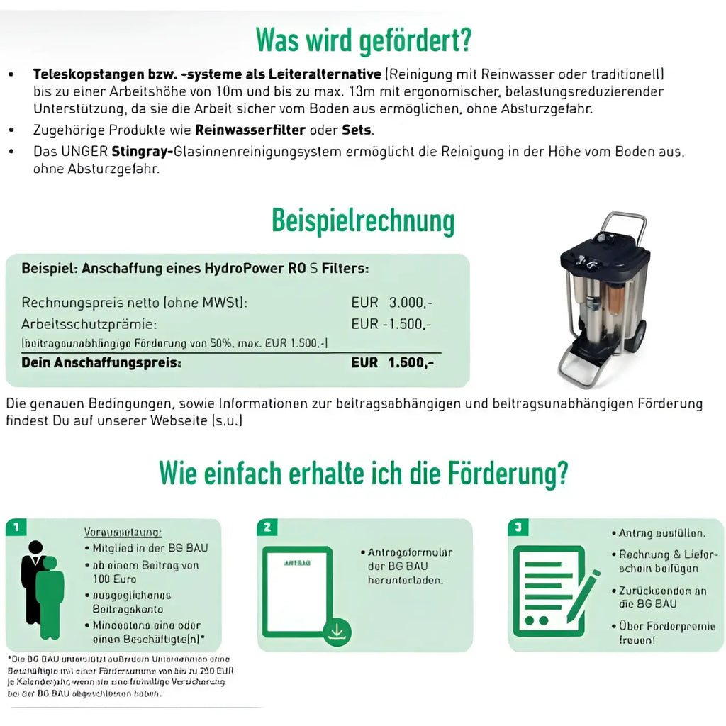 Schwarz-silbernes unger stingray glasreinigungssystem mit griff für effiziente bodenreinigung im unger nLite schlauch nlg