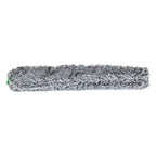 Gray plush microfiber dust mop head with soft textured surface and green tab for unger power einwascherbezug black series