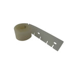Ein roll beige transparentes polyurethan klebeband sauglippe vorne 1109x49x3,2 mm mit grauem kartonrücken und rechteckigen ausschnitten