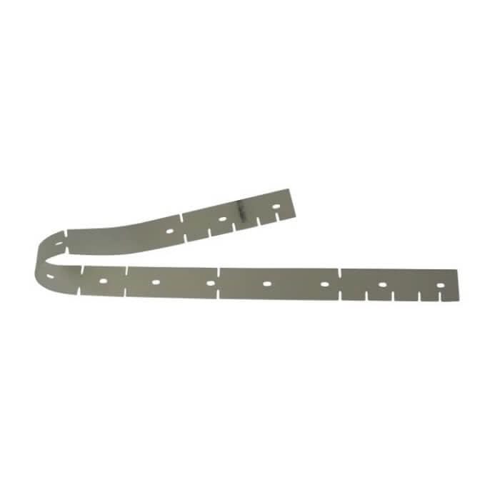Graues metallband mit gleichmäßig verteilten löchern und leichter wölbung sauglippe vorne 1109x49x3,2 mm polyurethan transparent cl12786