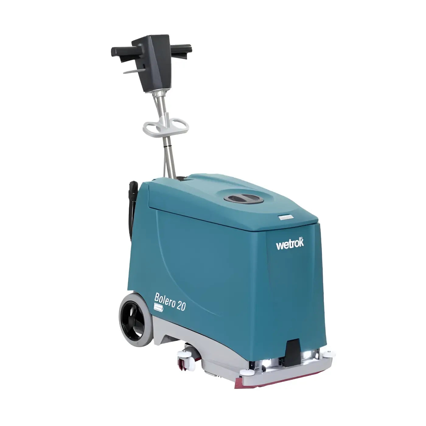 Nass-trockensauger bolero 20l von wetrok in petrol und silber mit schwarzem griff und rotem bürstenkopf