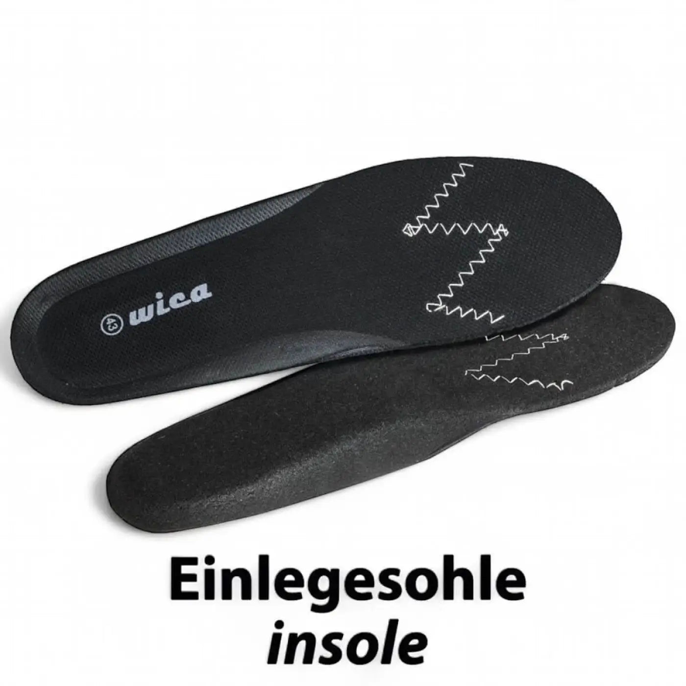 Schwarze wica einlegesohle mit weißen zickzacknähten für wica lanzo 31540 halbschuhe s1p esd sra